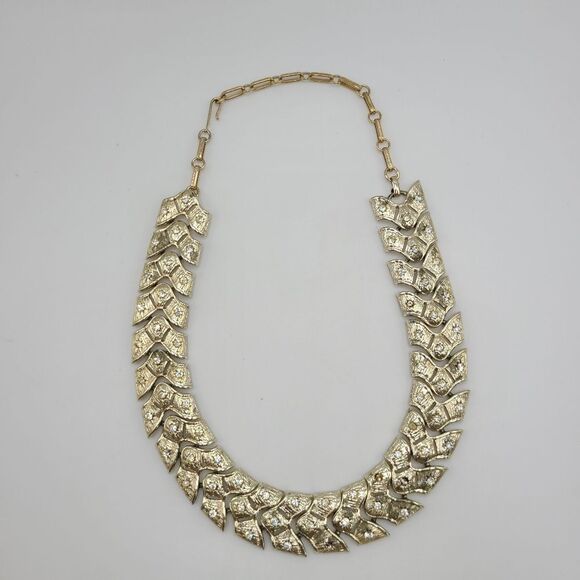 Vintage CORO Goldtone Rhinestone Necklace, Adjustable Length - Picture 7 of 10